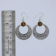 Vintage Sterling Silver Tiger Eye Dangle Earrings