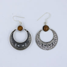 Vintage Sterling Silver Tiger Eye Dangle Earrings