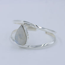 Blue Fire Rainbow Moonstone 925 Silver Cuff Bangle Jewelry