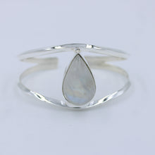 Blue Fire Rainbow Moonstone 925 Silver Cuff Bangle Jewelry