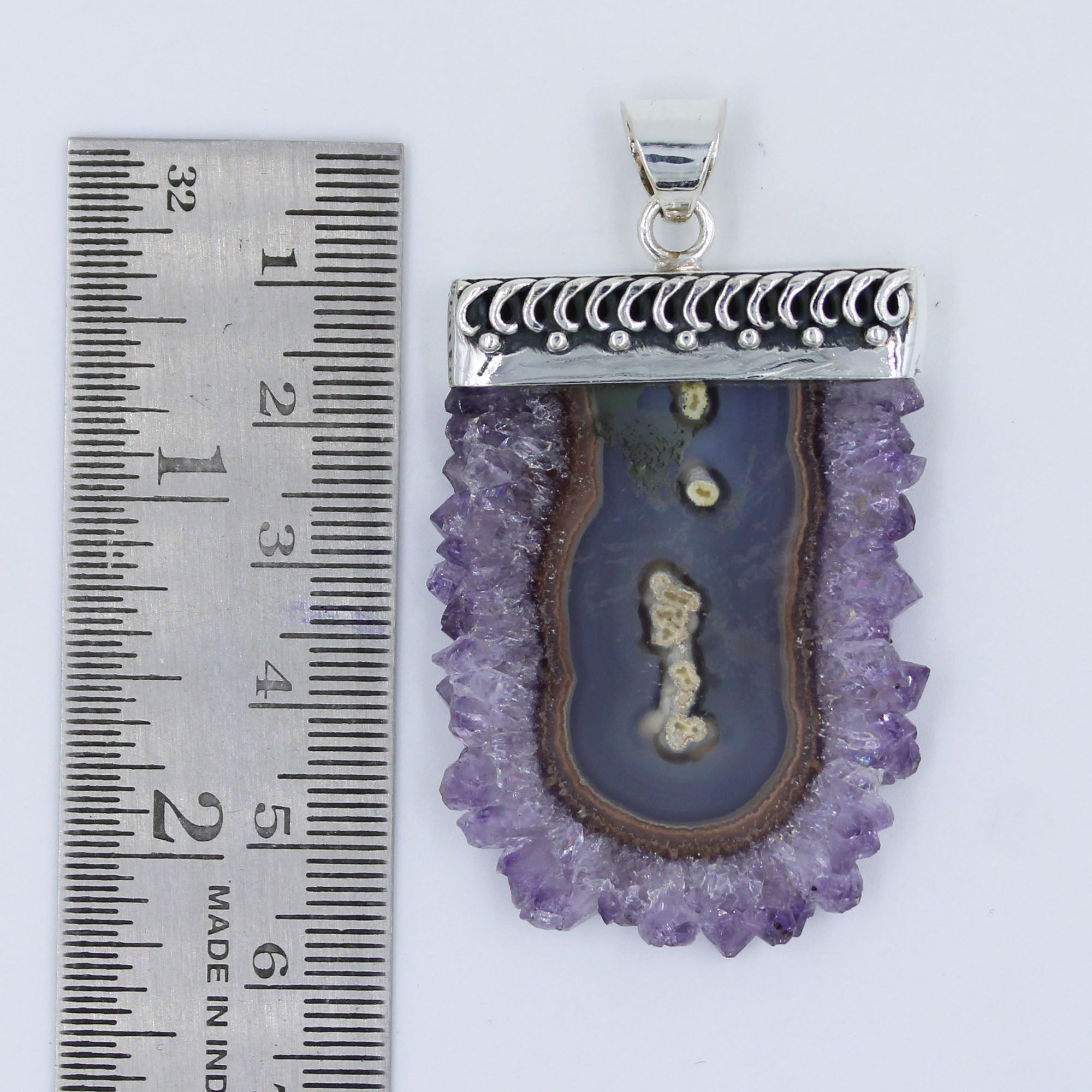 Natural Amethyst Stalactite 925 Silver Jewelry Pendant