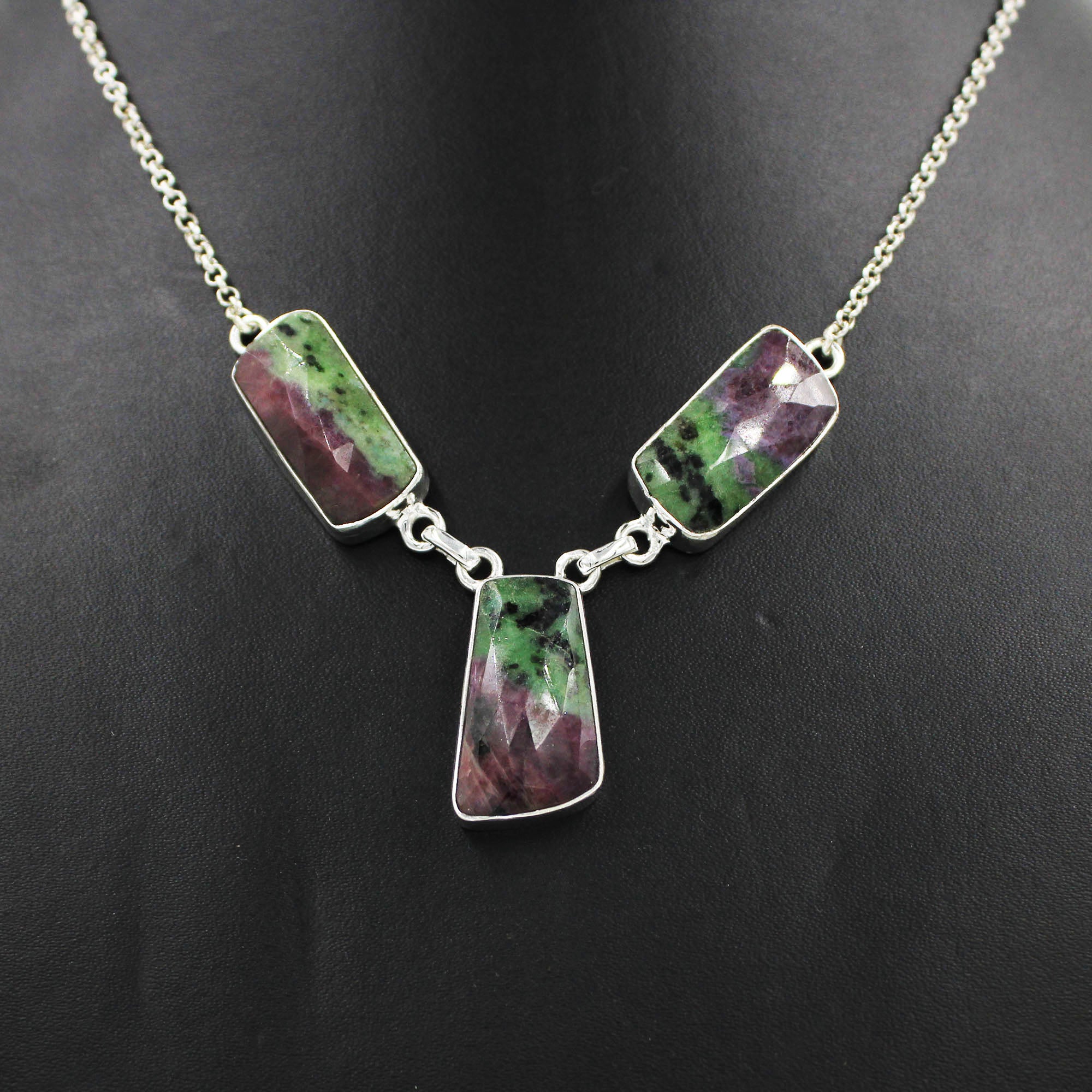 Ruby Zoisite Chain Necklace - Women's Jewelry