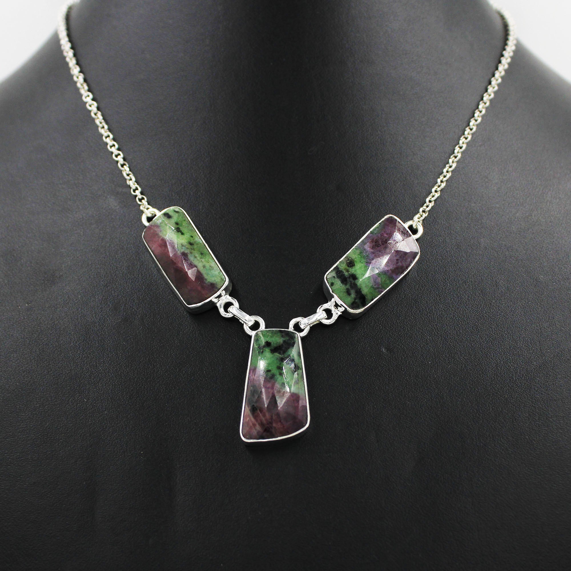 Ruby Zoisite Chain Necklace - Women's Jewelry