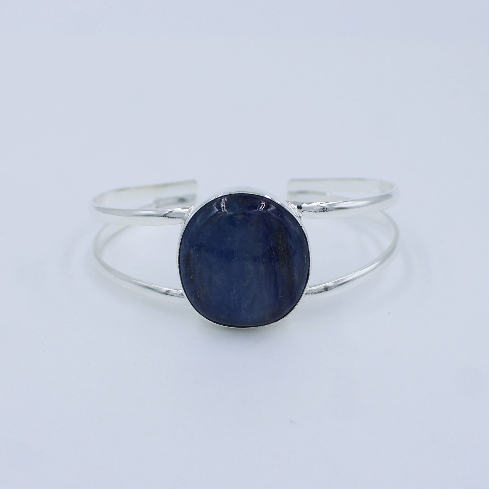 Natural Kyanite Gemstone 925 Silver Cuff Bangle Jewelry