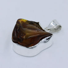Celtic Pattern Amber Silver Pendant
