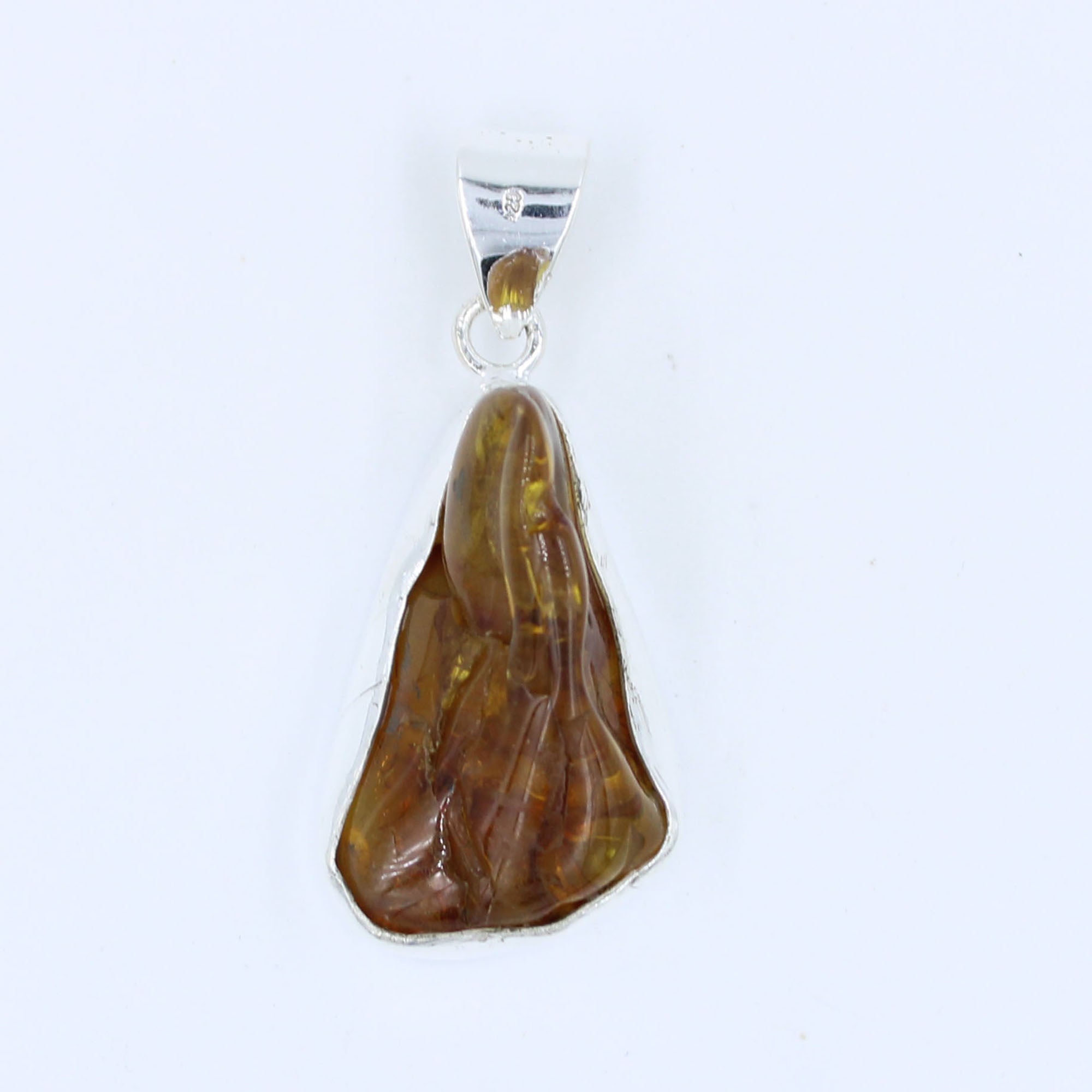 Natural Amber Quintessence 925 Sterling Silver Pendant