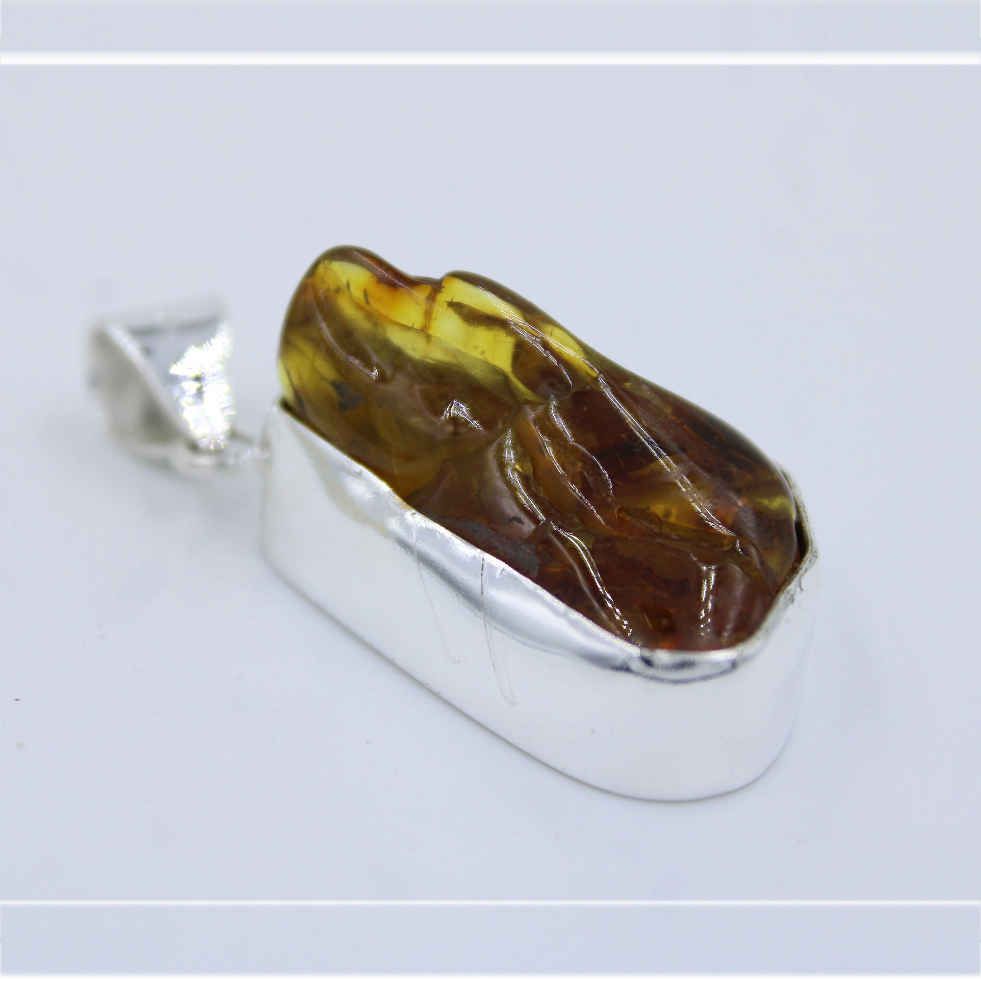 Natural Amber Quintessence 925 Sterling Silver Pendant