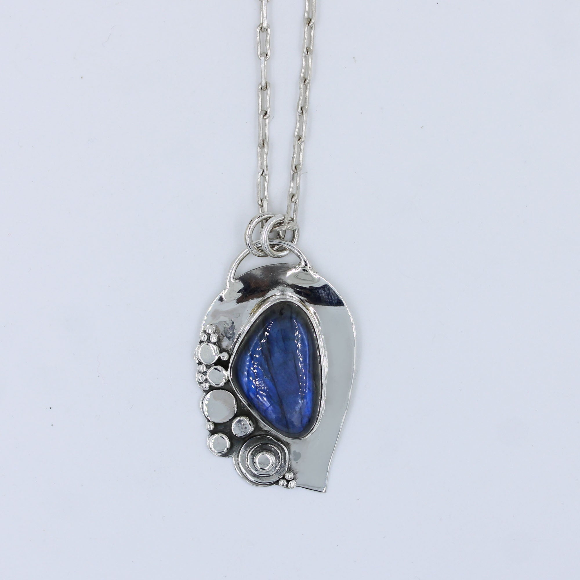 Blue Stunning Labradorite  Designer Sterling Silver Necklace