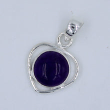 Round Amethyst Cabochon Sterling Silver Pendant
