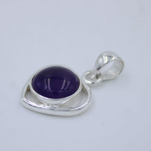 Round Amethyst Cabochon Sterling Silver Pendant