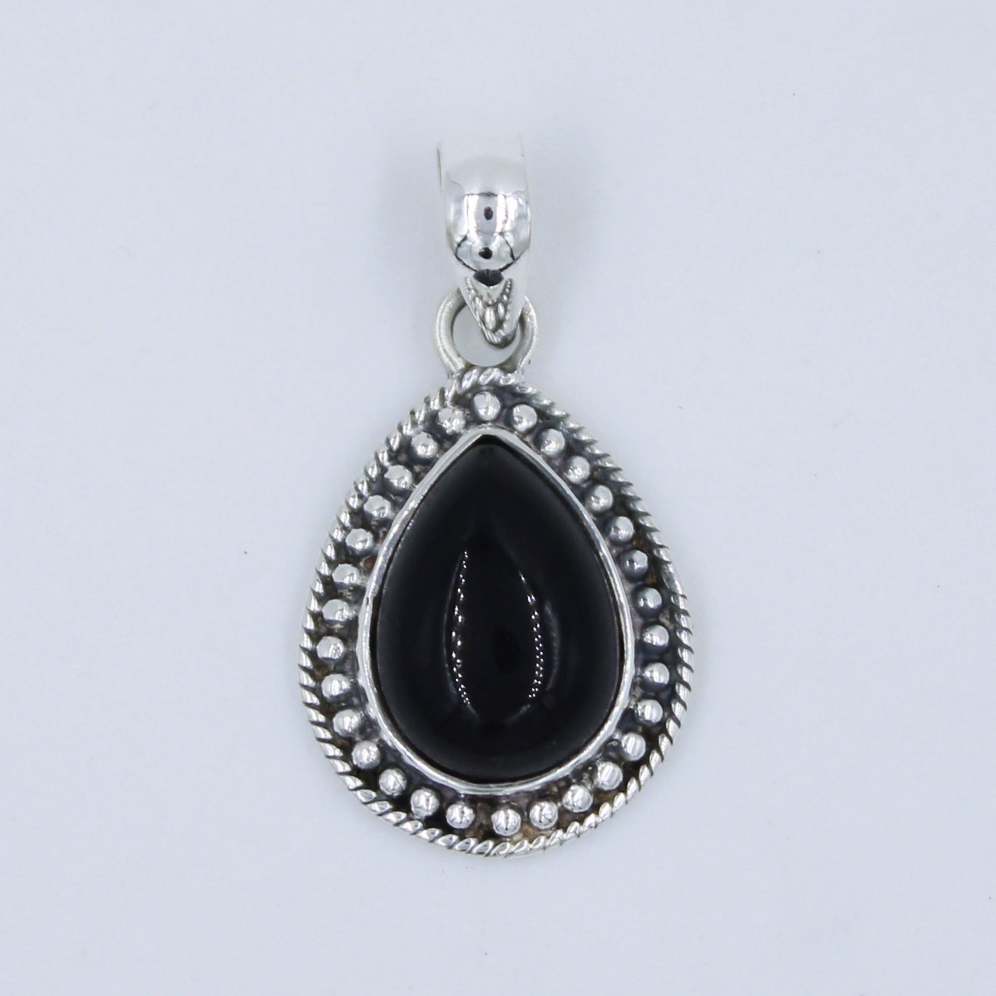 Black Onyx Cabochon 925 Sterling Silver Designer Pendant