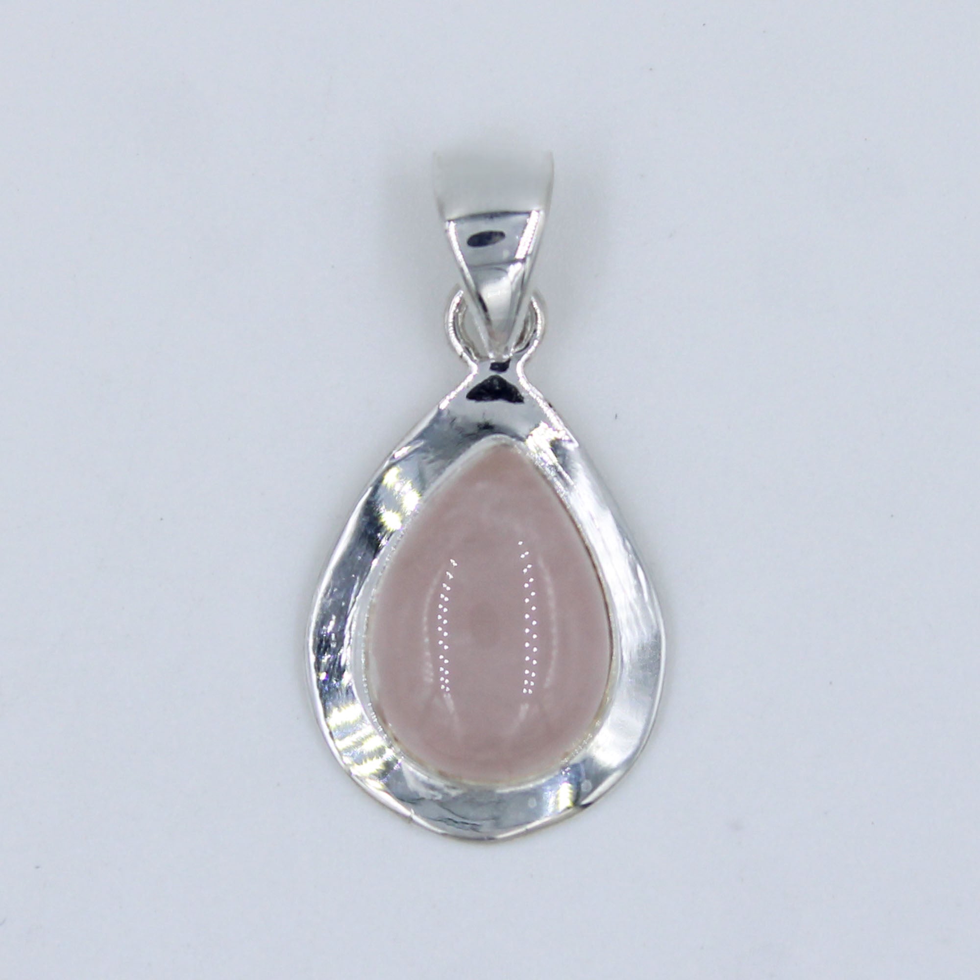 Pink Rose Quartz Sterling Silver Pendant