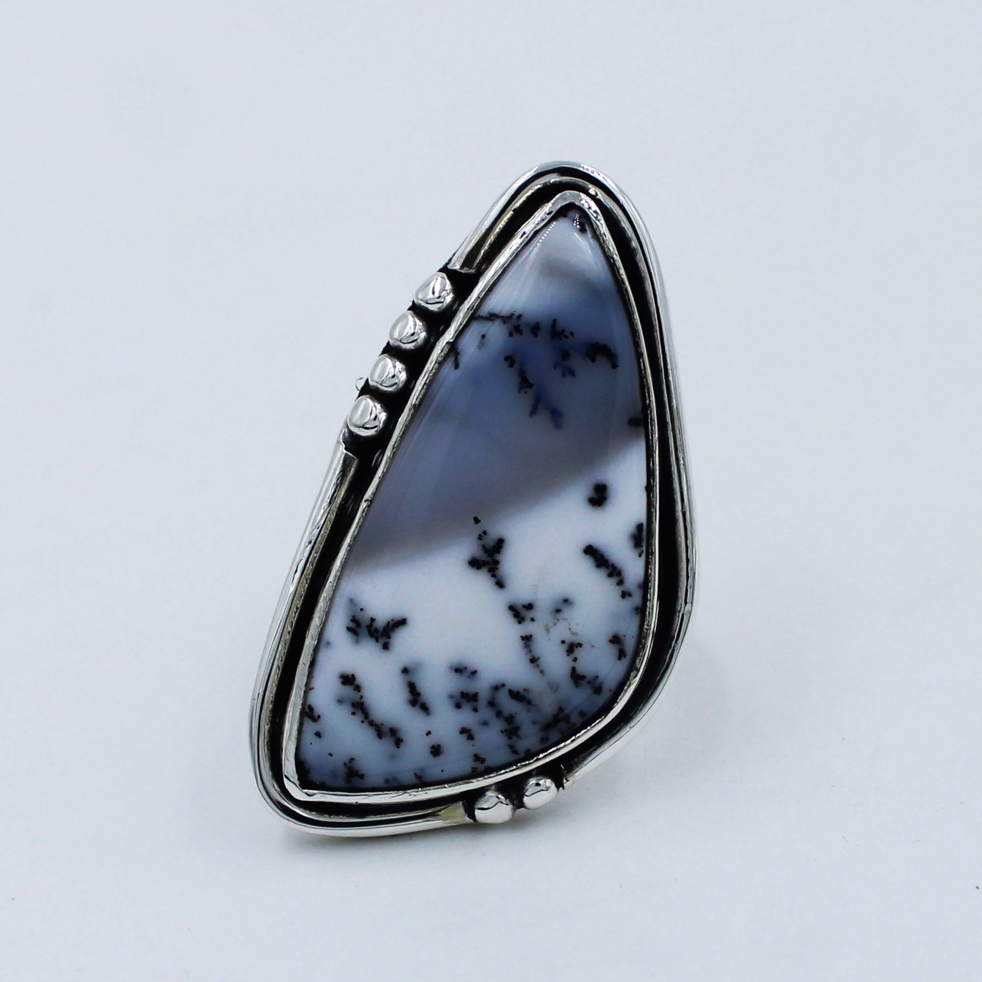 Dendritic Opal gemstone 925 Sterling Silver Ring