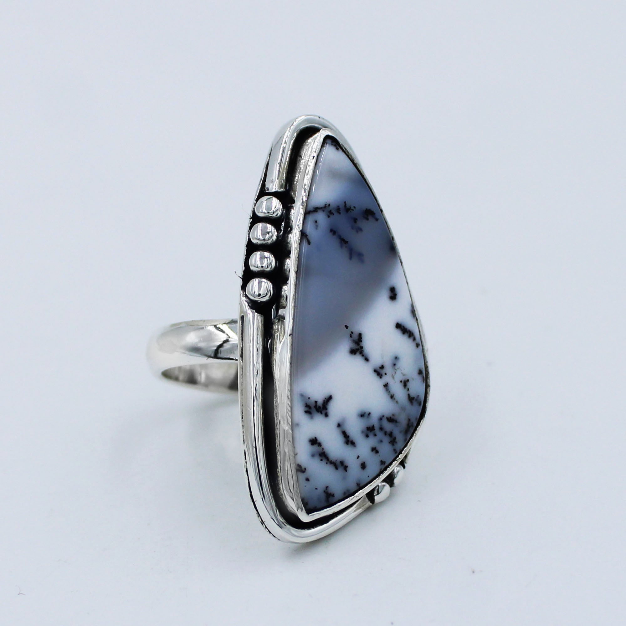 Dendritic Opal gemstone 925 Sterling Silver Ring