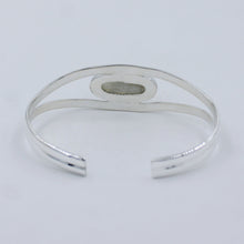 Oval Moonstone Cuff Bangle - 925 Silver Jewelry