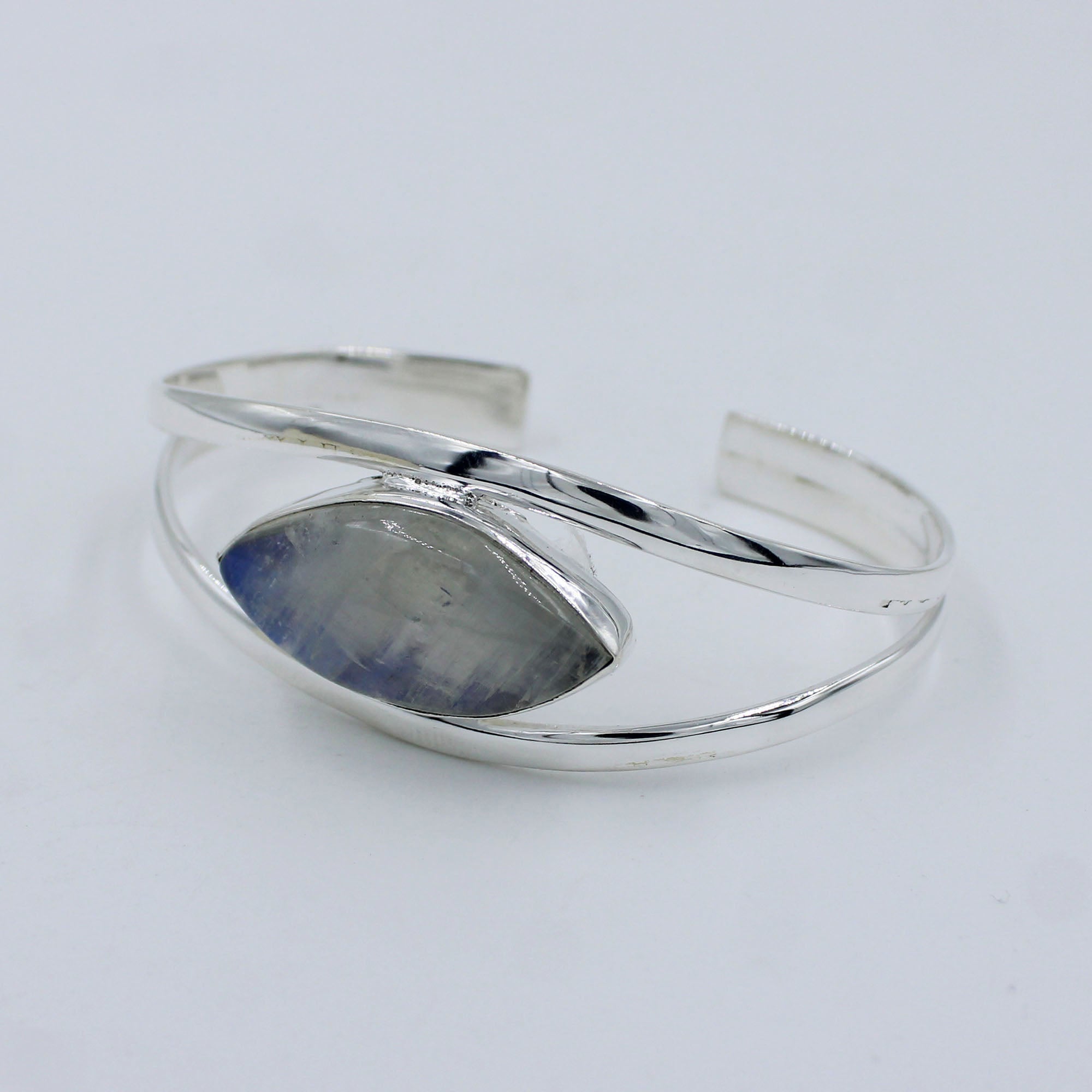 Vibrant Flash Moonstone Cuff Bangle