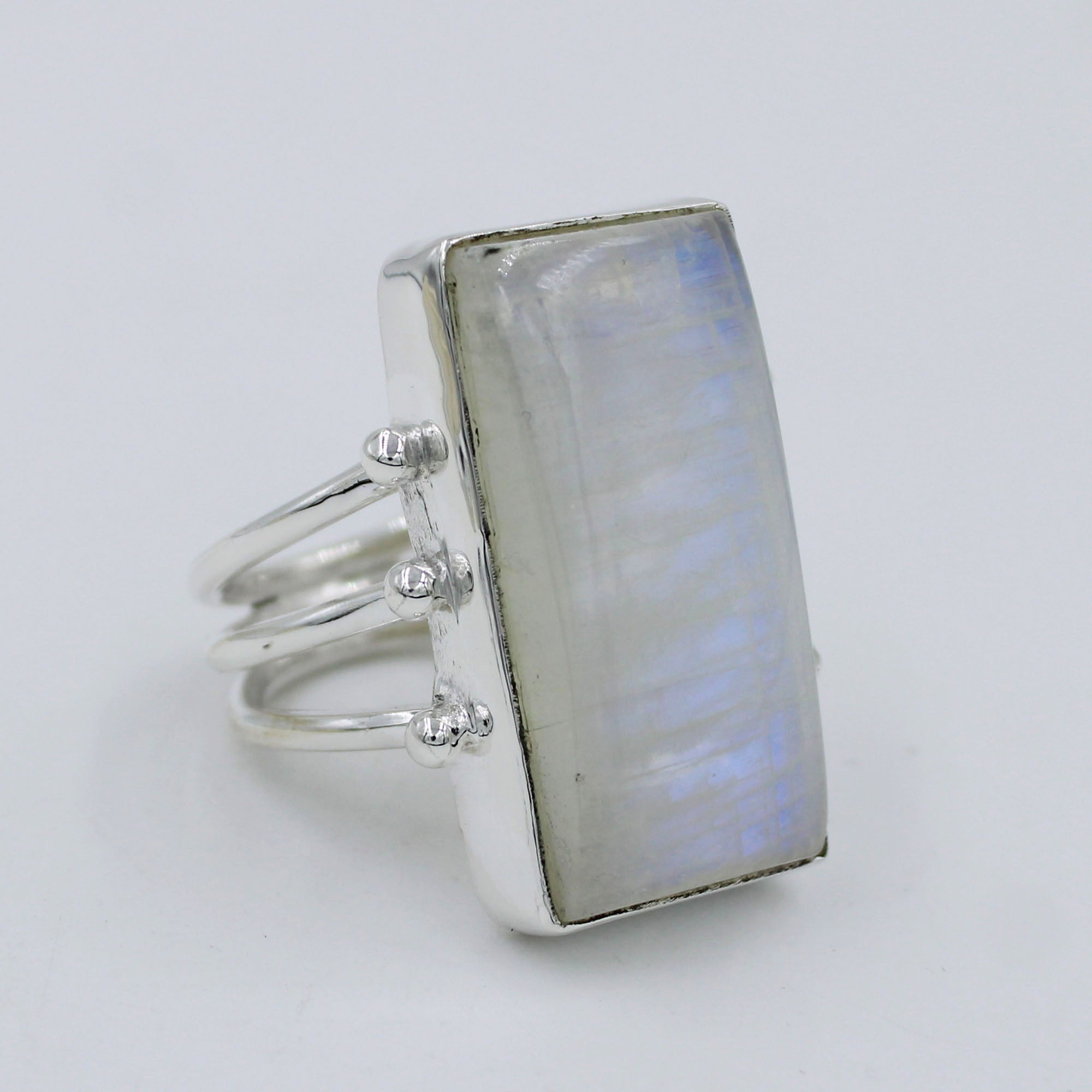 Vibrant flash Moonstone  - Rainbow Moonstone Silver Ring