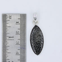 Marquise Shape Black Coral Silver Pendant