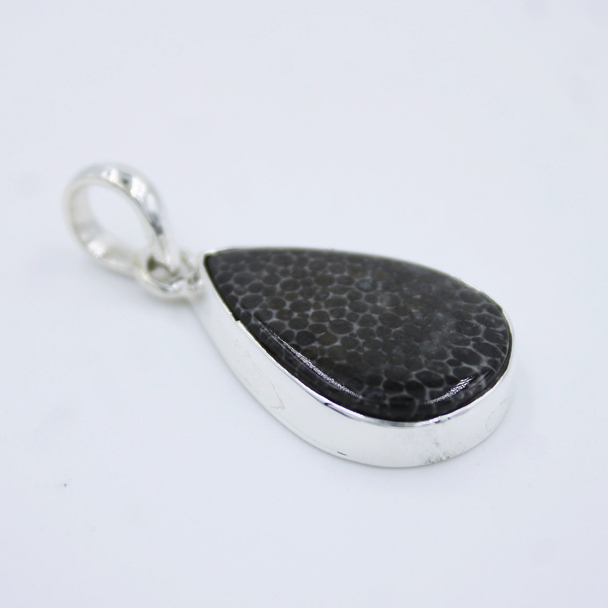 925 Sterling Silver Black Coral Pendant