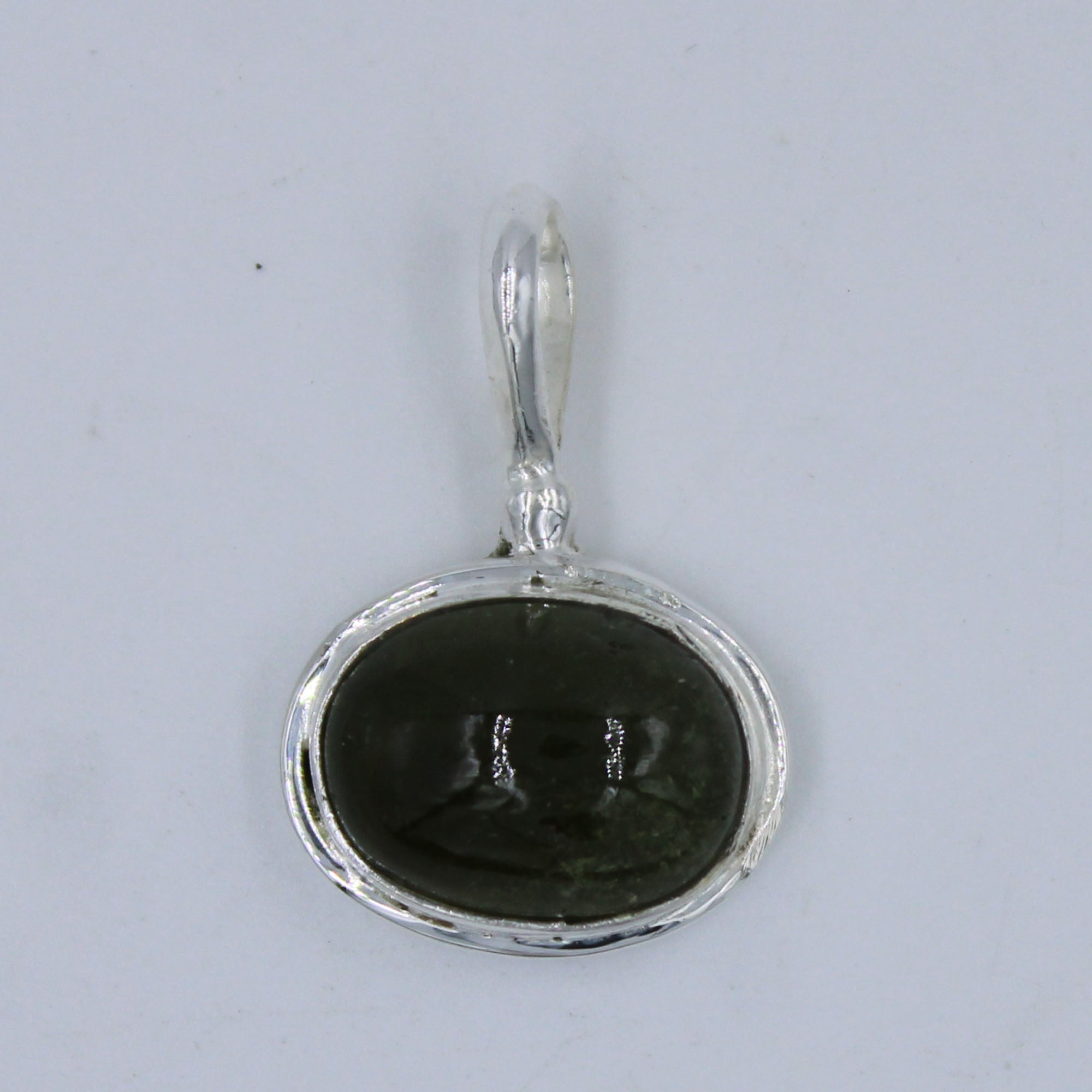 Green Tourmaline Cabochon 925 Sterling Silver Pendant