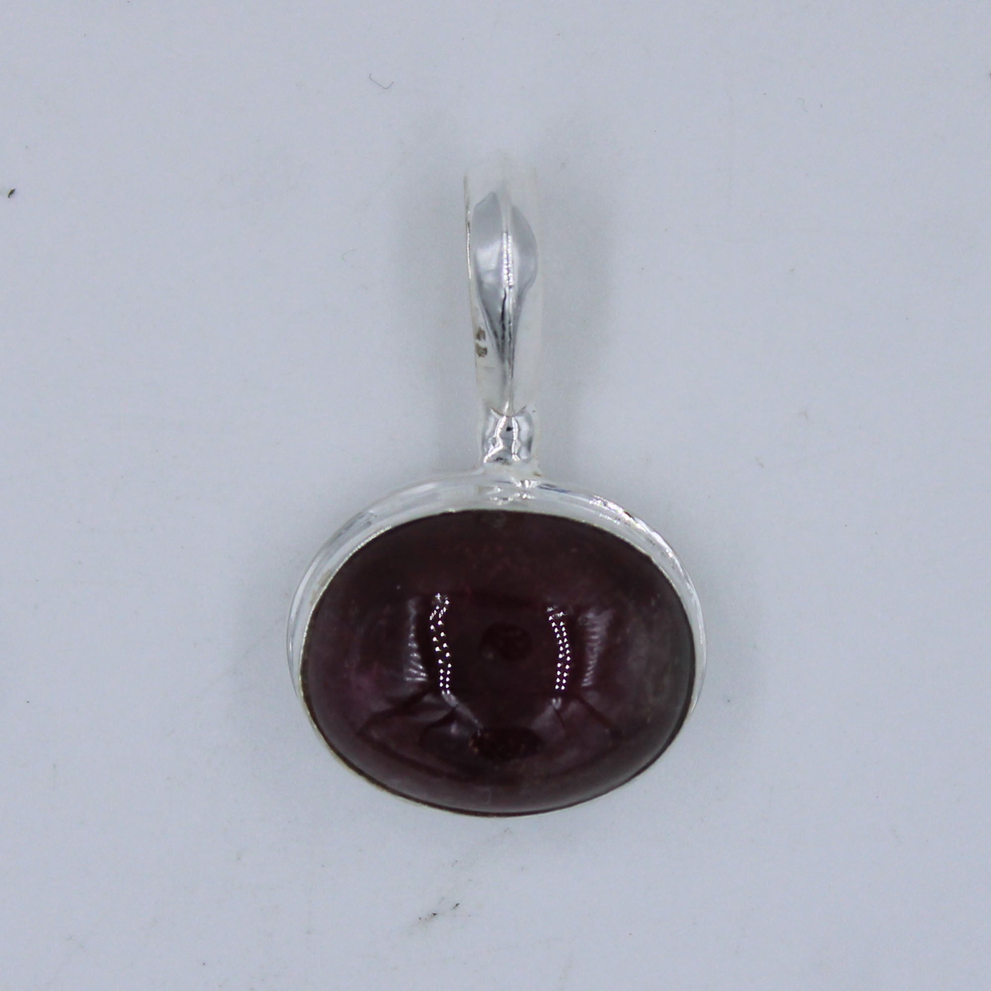 Pink Tourmaline Cabochon Silver Pendant