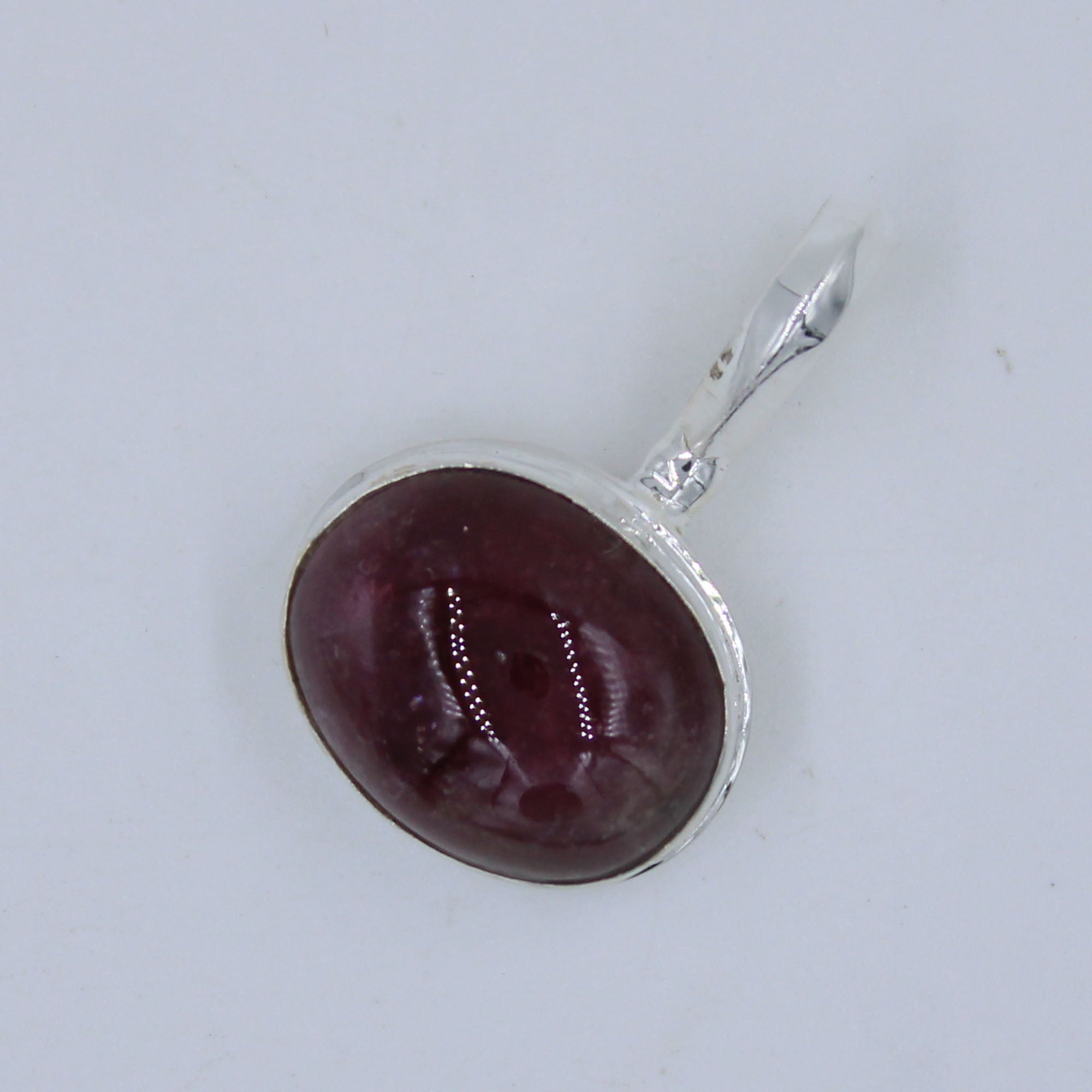 Pink Tourmaline Cabochon Silver Pendant