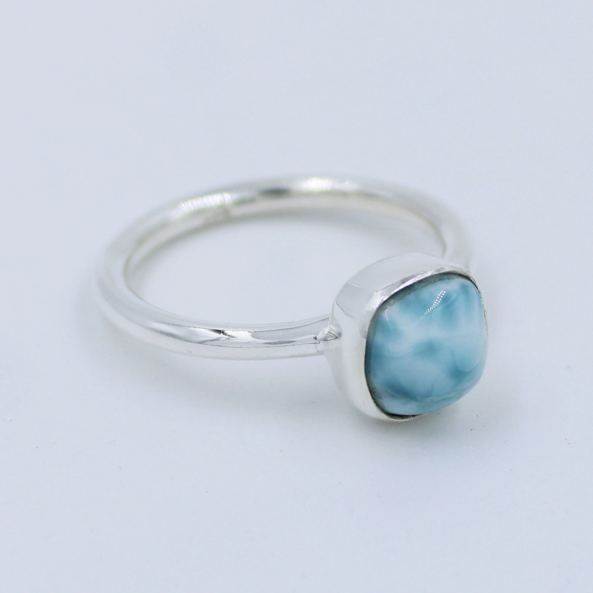 Natural Blue Larimar 925 Sterling Silver Unique Ring