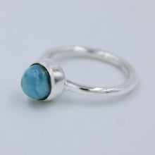 Larimar Round Shape Tiny Band 925 Silver Ring
