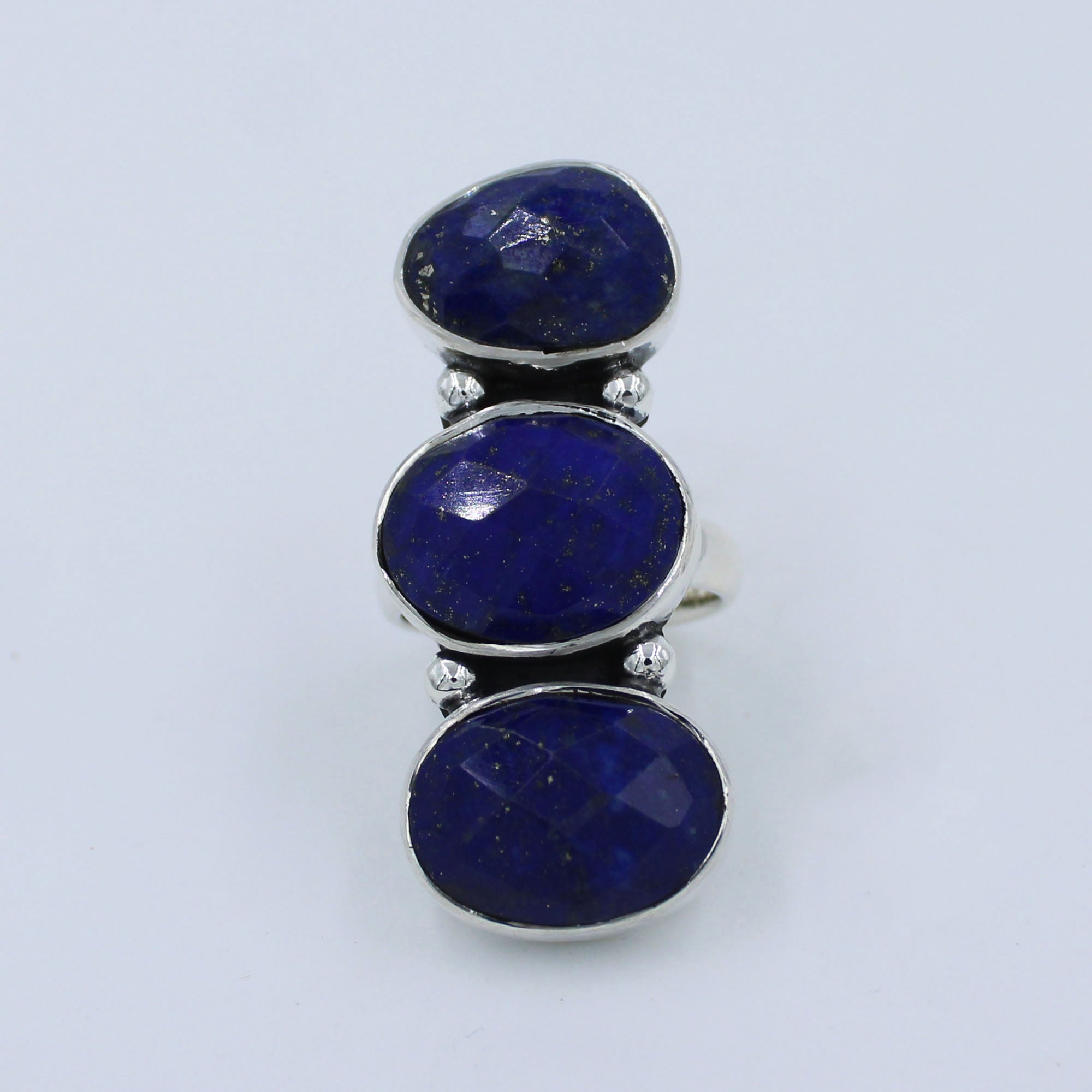 Lapis Lazuli Cut Stone 925 Silver Ring