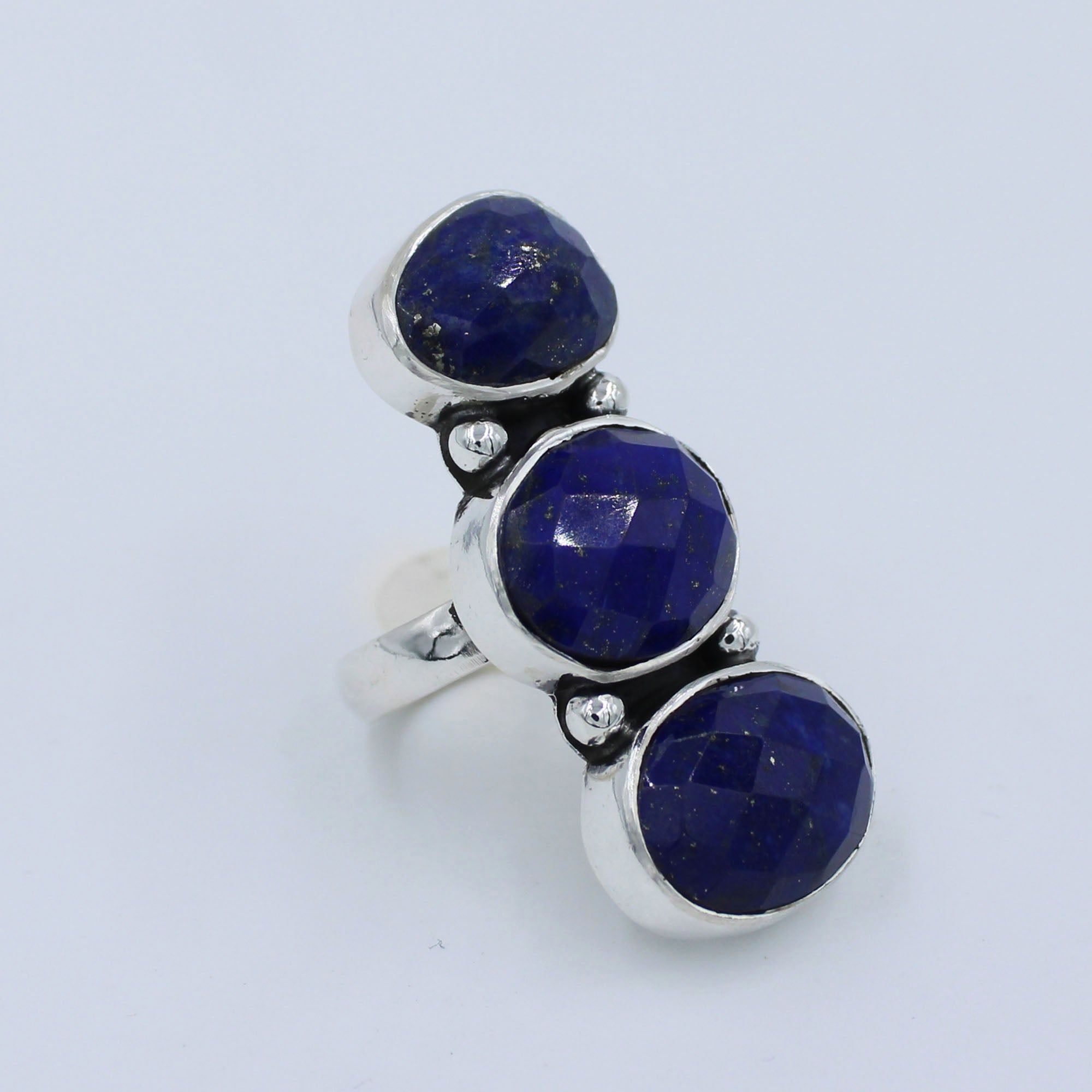 Lapis Lazuli Cut Stone 925 Silver Ring