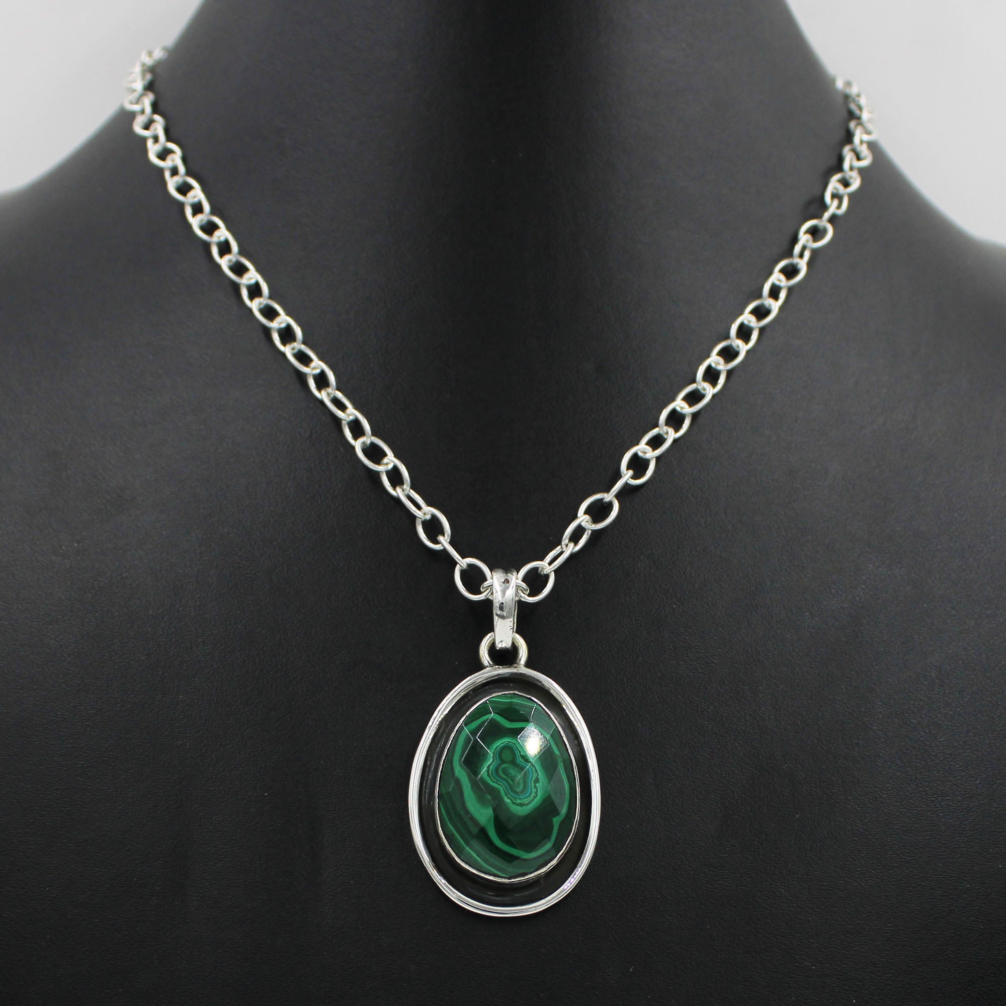 Lovely Pattern Malachite 925 Silver Pendant