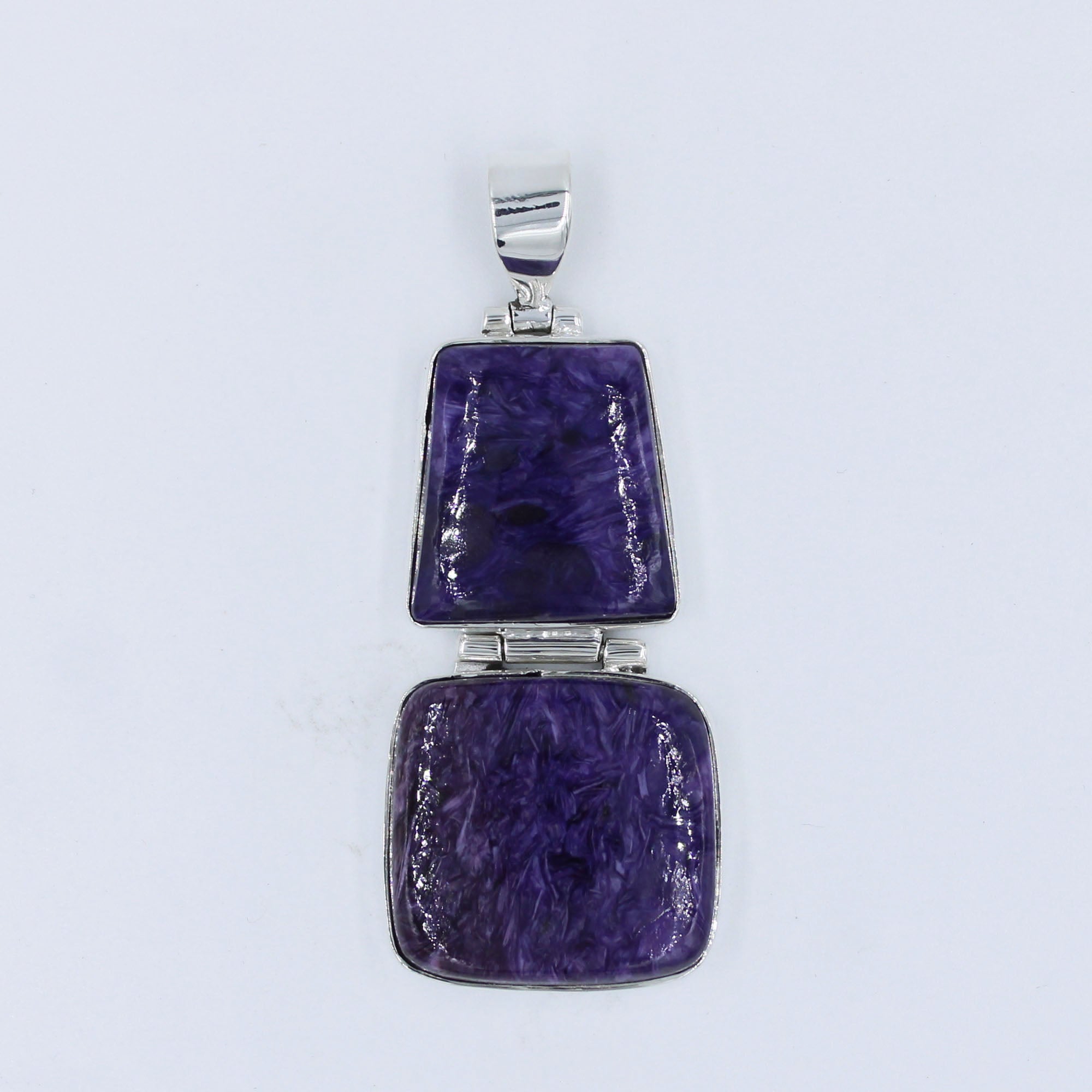 Siberian Genuine Charoite Silver Pendant