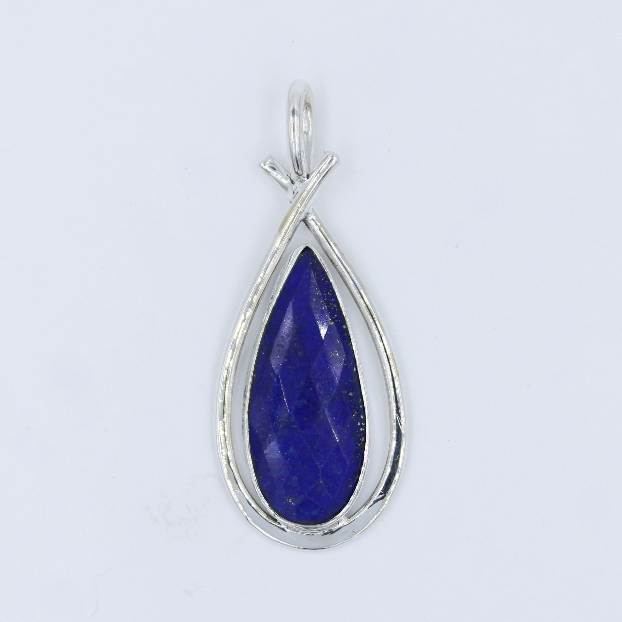 Lapis Lazuli Checkerboard Gemstone Pendant