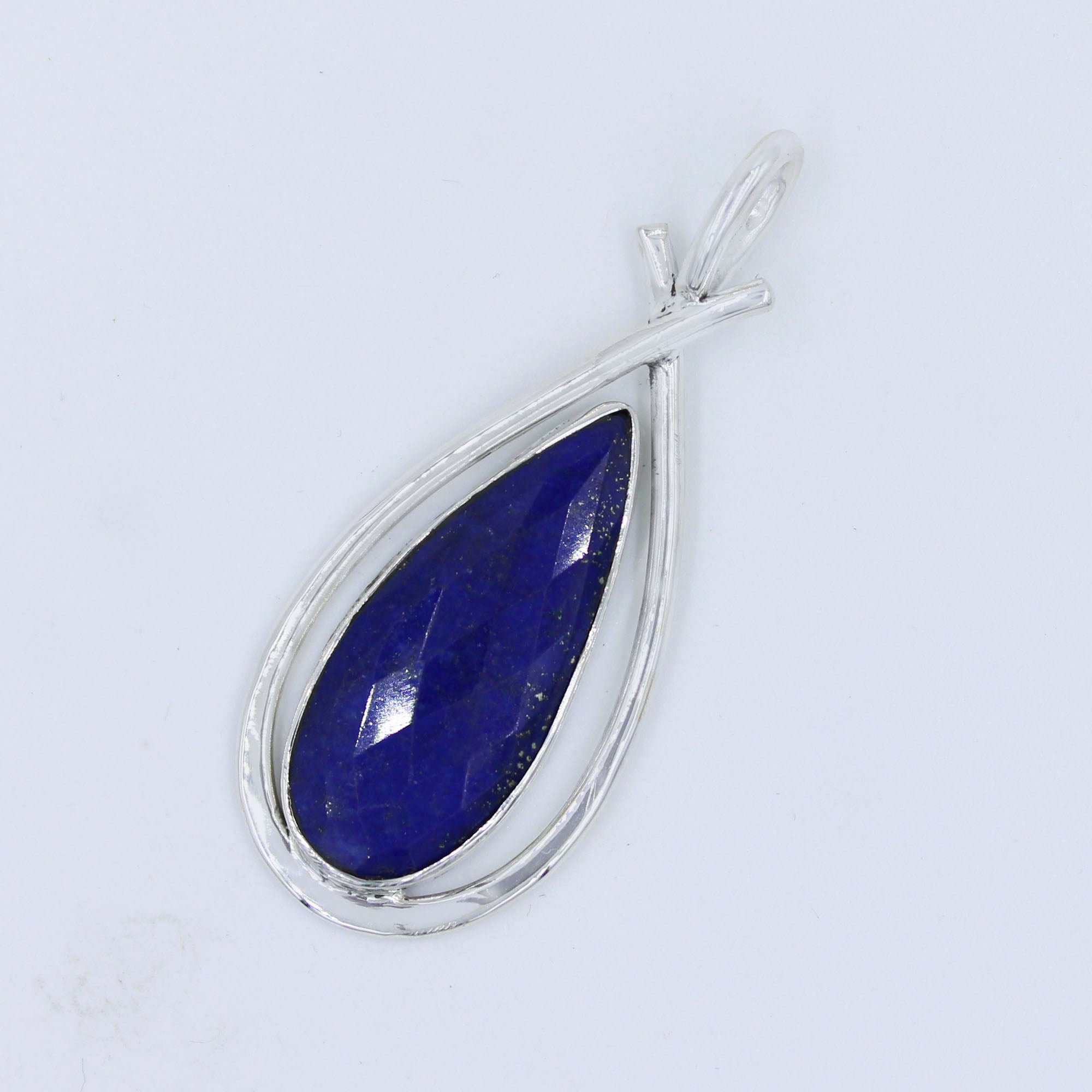 Lapis Lazuli Checkerboard Gemstone Pendant