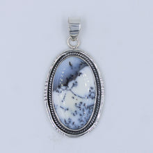 Black and White Agate Pendant - Dendritic Opal Silver Jewelry
