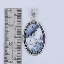 Black and White Agate Pendant - Dendritic Opal Silver Jewelry