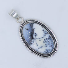 Black and White Agate Pendant - Dendritic Opal Silver Jewelry