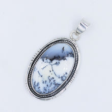 Black and White Agate Pendant - Dendritic Opal Silver Jewelry