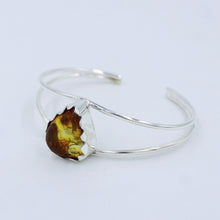 Baltic Amber Cuff Bangle - 925 Silver Amber Jewelry