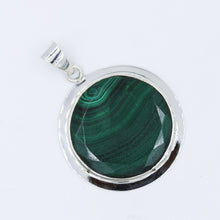 Malachite Gemstone Pendant - Green Malachite Silver Jewelry