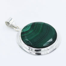 Malachite Gemstone Pendant - Green Malachite Silver Jewelry