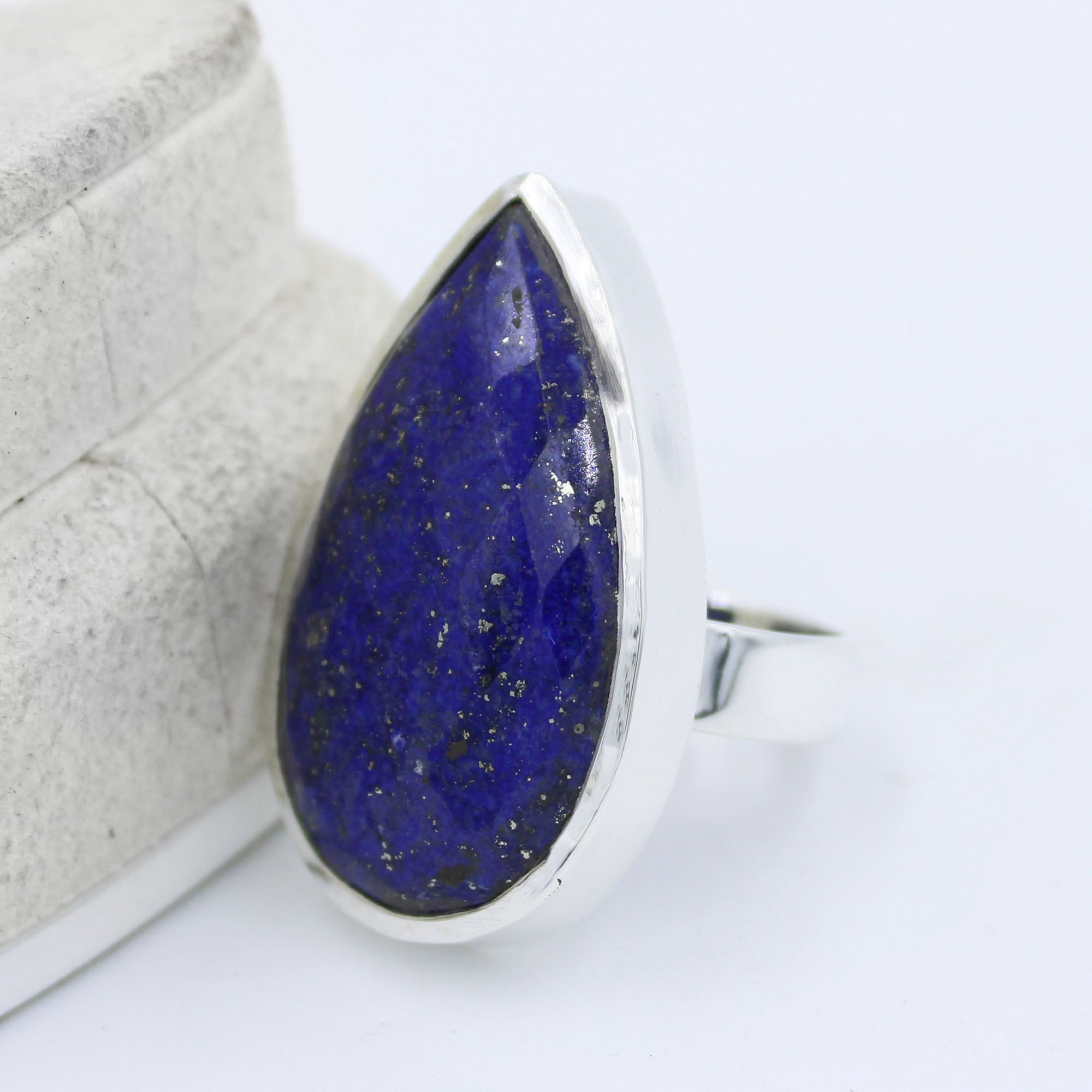 Natural Lapis Lazuli Faceted 925 Silver Handmade Ring