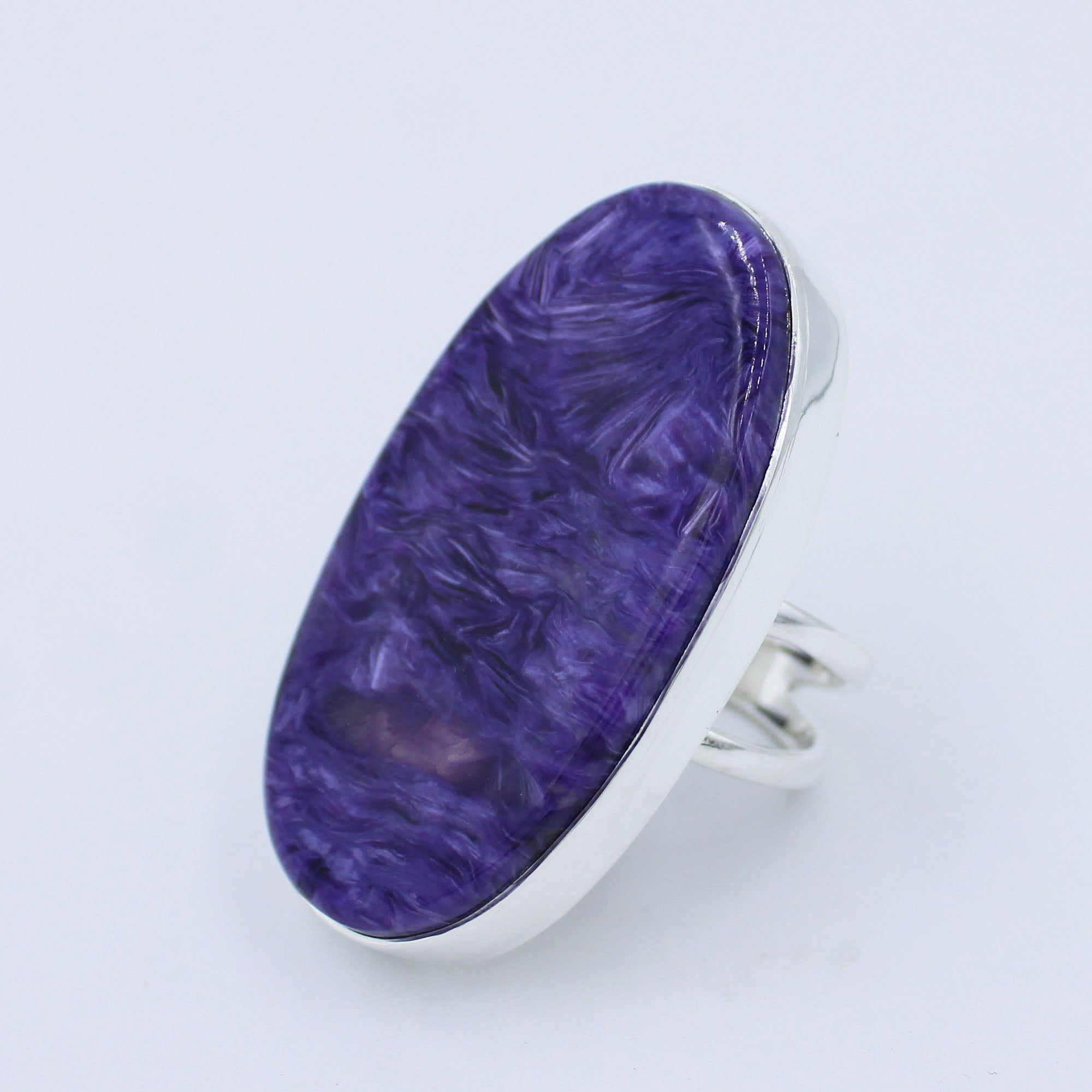 Siberian Charoite Oval Shape 925 Sterling Silver Handmade Ring