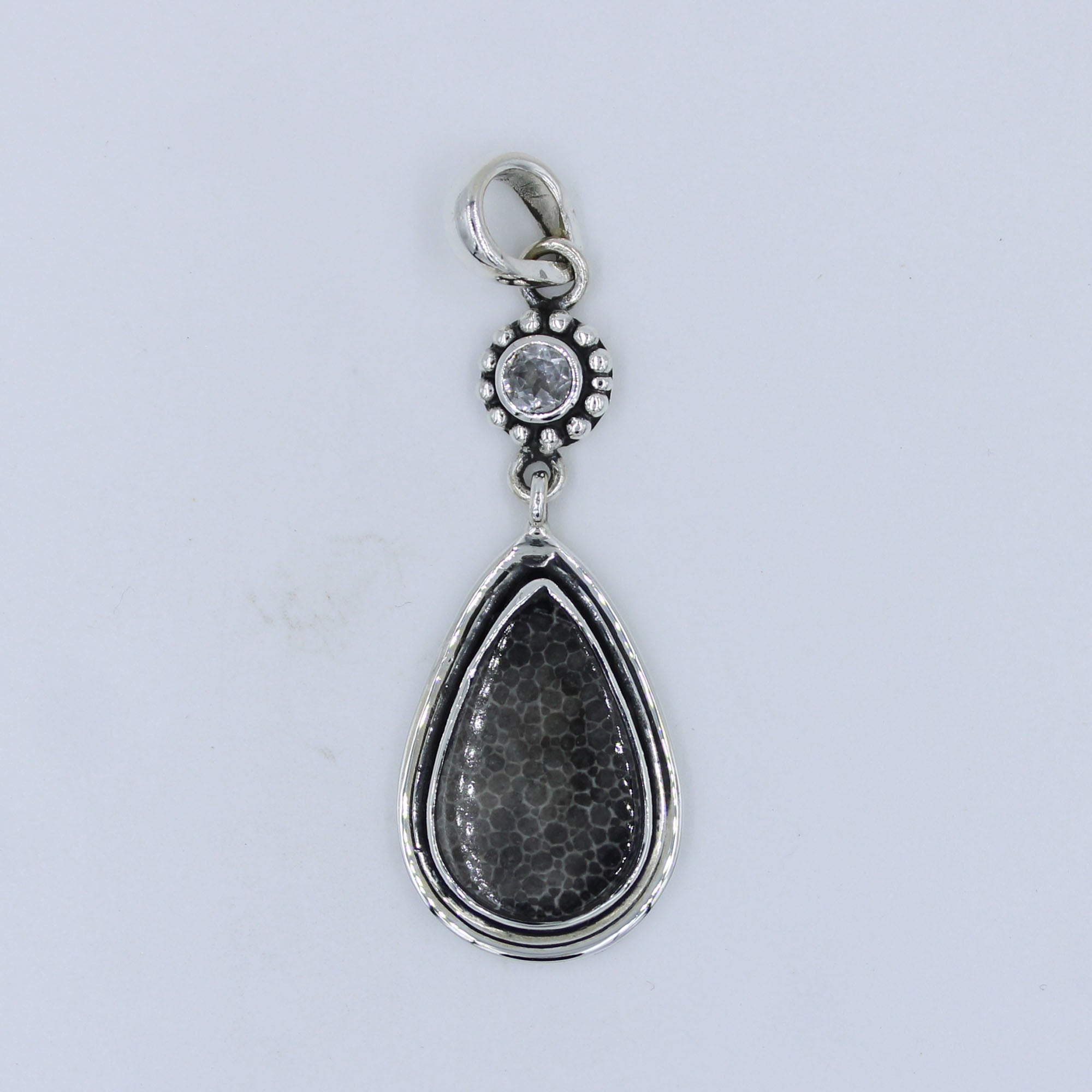 Black Coral and Crystal Gemstone Pendant