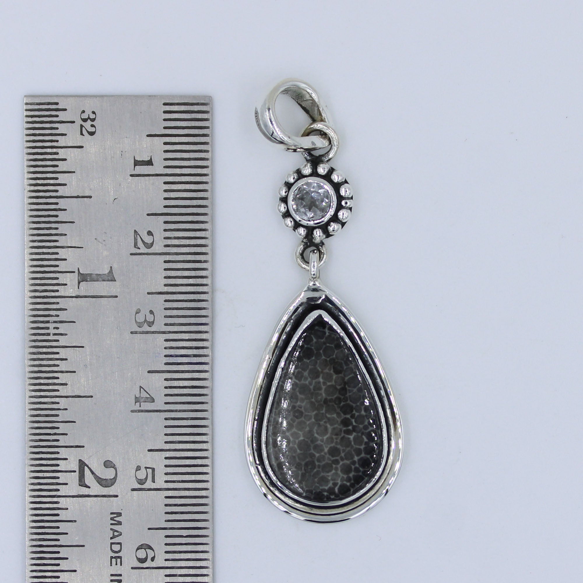 Black Coral and Crystal Gemstone Pendant