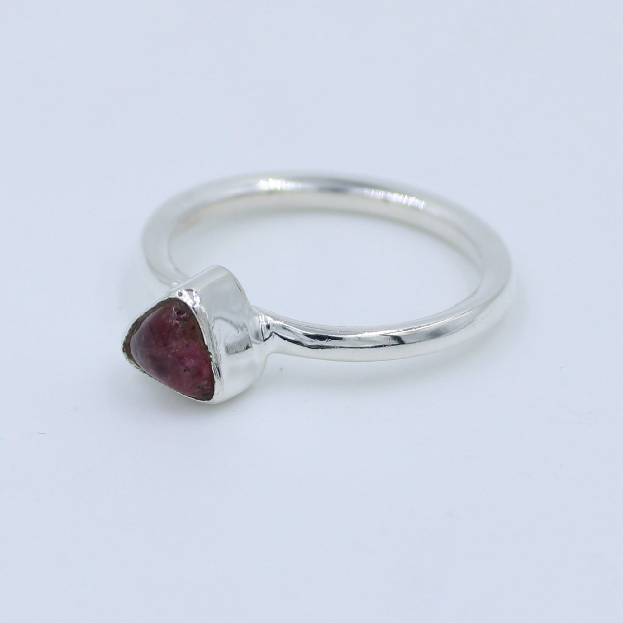 Pink Tourmaline Smooth Cabochon Silver ring