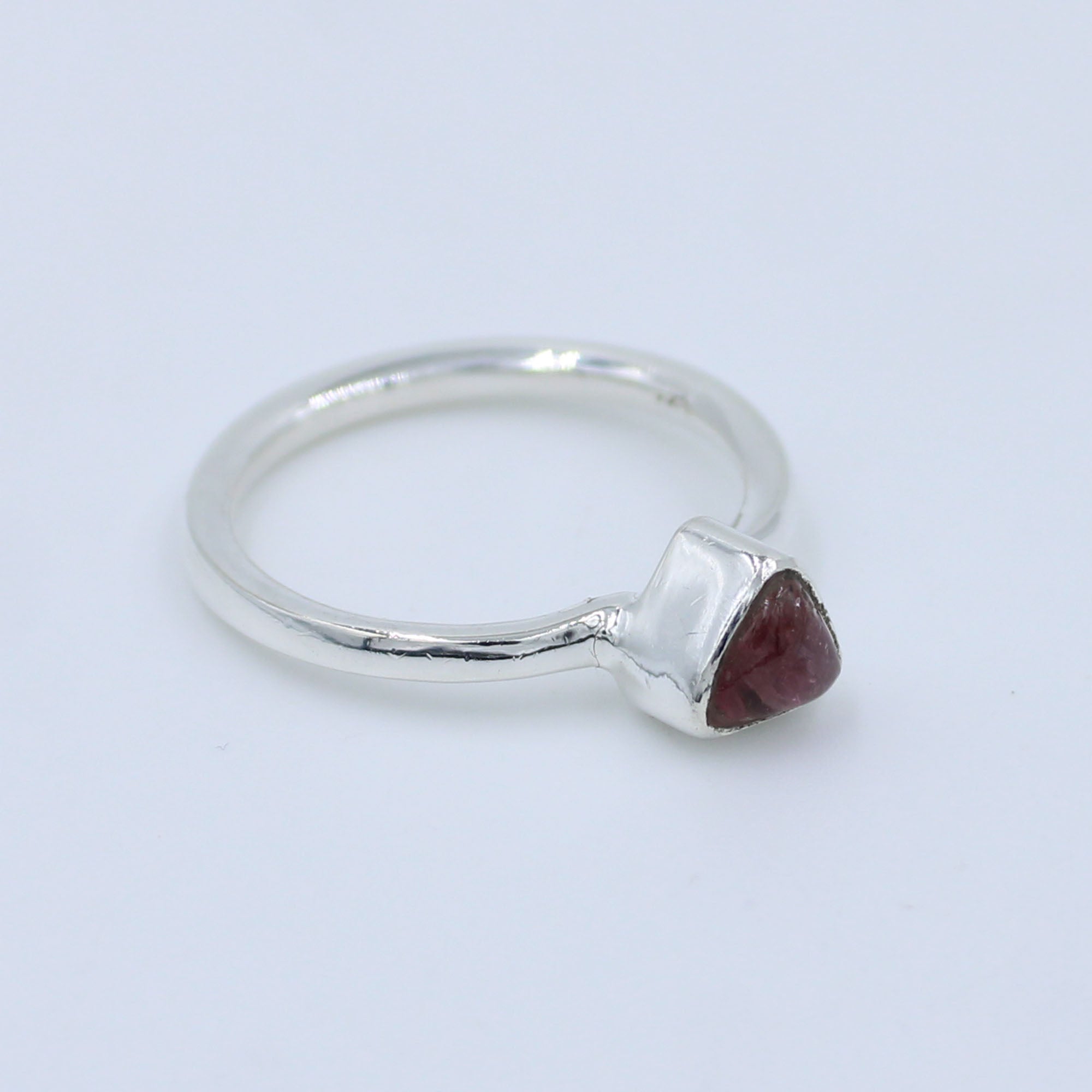 Pink Tourmaline Smooth Cabochon Silver ring