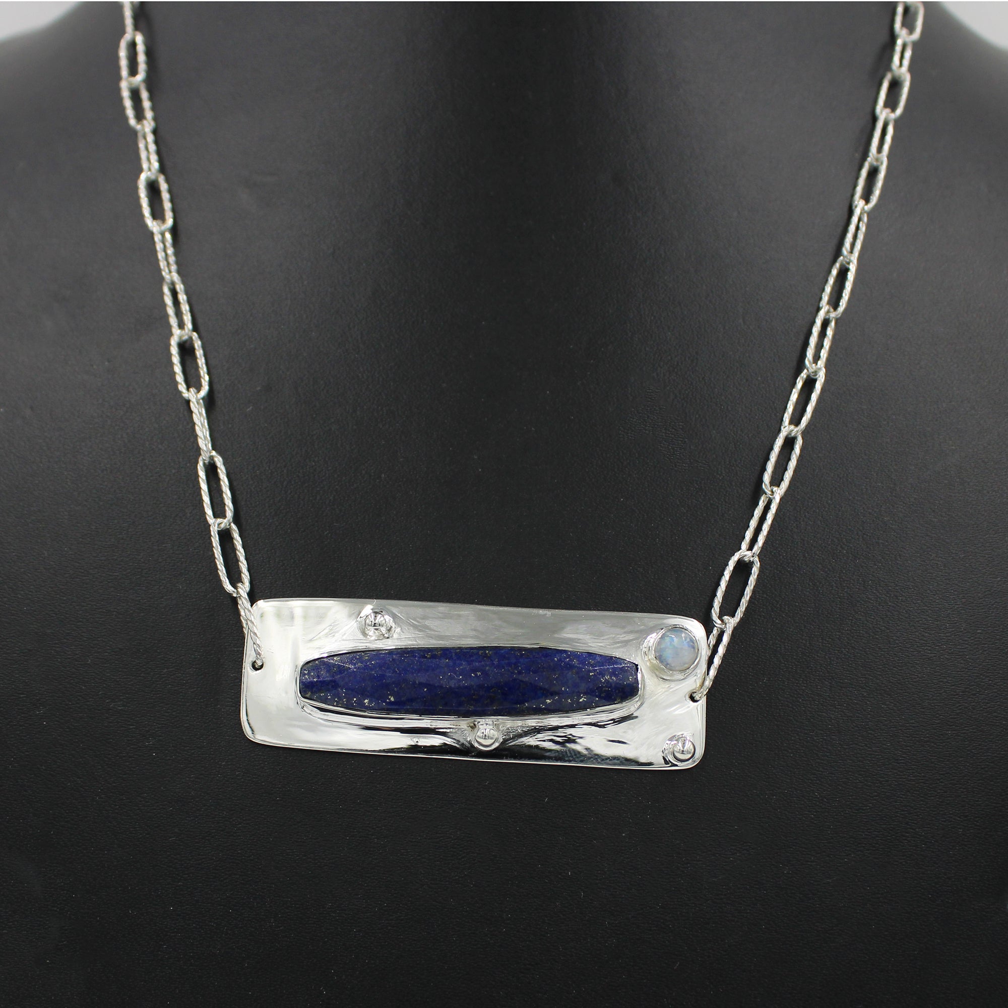 Gorgeous Lapis Lazuli Sterling Silver Chain Necklace