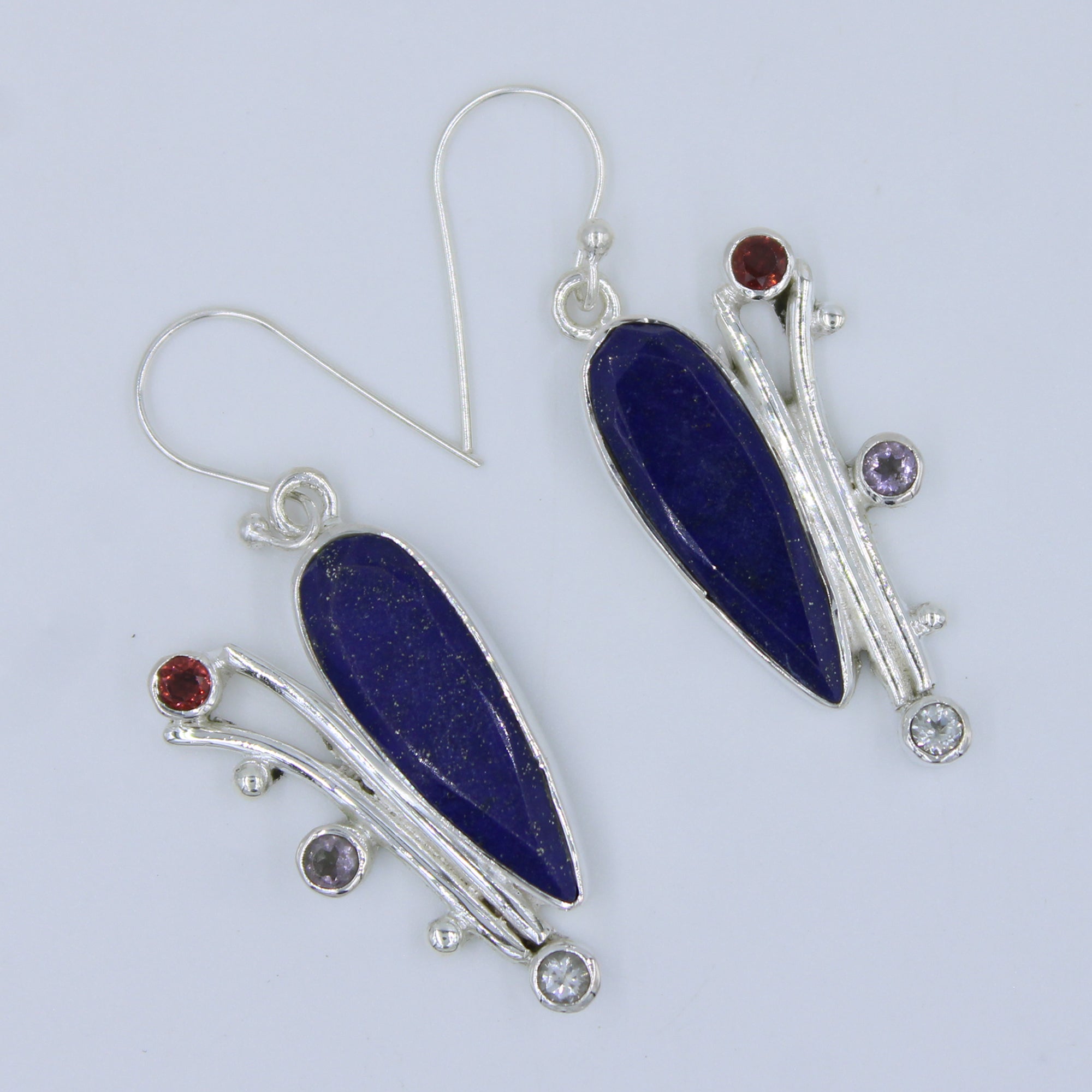 Lapis Lazuli Gold Sparkle 925 Silver Earring