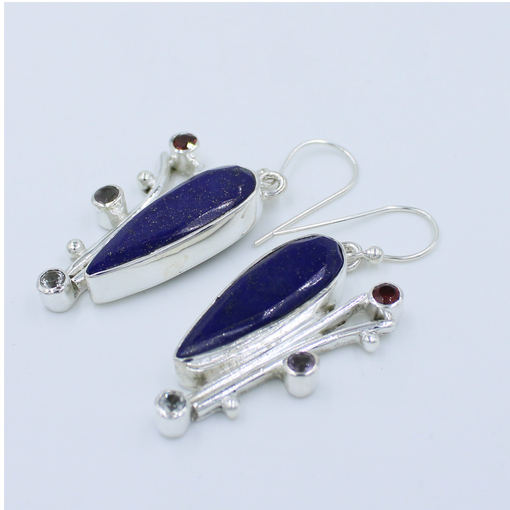 Lapis Lazuli Gold Sparkle 925 Silver Earring